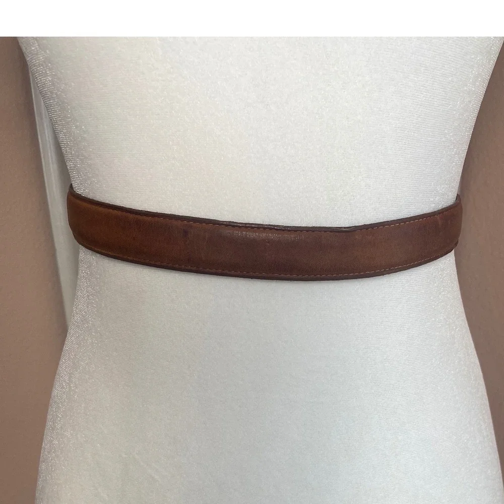 Vintage Coach British Tan Leather Belt 6600 Solid Brass Buckle USA Made 34 85